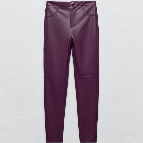 Zara Pants - SOLD NWT ZARA Purple faux leather leggings. Size:M